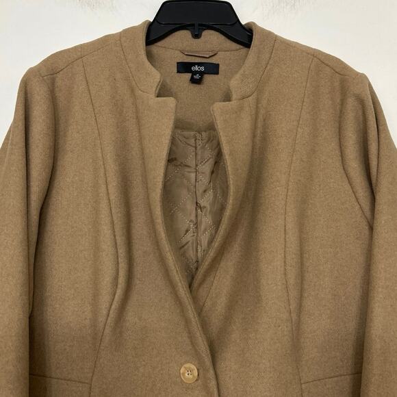 Ellos Camel Wool Blend A-Line Swing Coat Women’s Plus 20 Minimalist Winter Coat - Picture 7 of 15